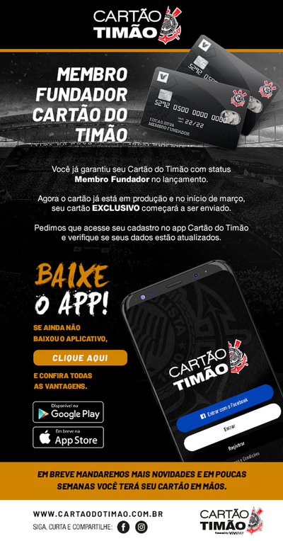 E-mail marketing do Cartão do Timão - Corinthians